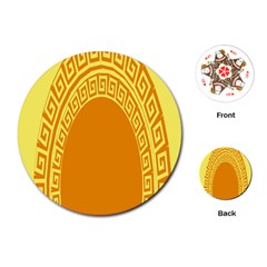 Greek Ornament Shapes Large Yellow Orange Playing Cards (round)  by Mariart