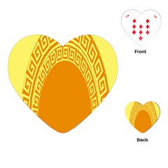 Greek Ornament Shapes Large Yellow Orange Playing Cards (heart)  by Mariart