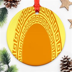 Greek Ornament Shapes Large Yellow Orange Round Ornament (two Sides) by Mariart