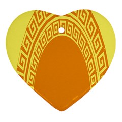 Greek Ornament Shapes Large Yellow Orange Heart Ornament (two Sides) by Mariart