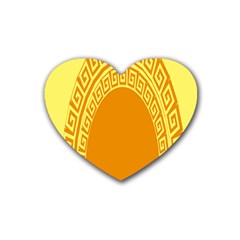 Greek Ornament Shapes Large Yellow Orange Rubber Coaster (heart)  by Mariart