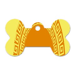 Greek Ornament Shapes Large Yellow Orange Dog Tag Bone (two Sides) by Mariart