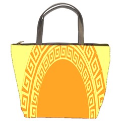 Greek Ornament Shapes Large Yellow Orange Bucket Bags by Mariart