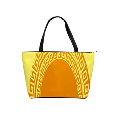 Greek Ornament Shapes Large Yellow Orange Shoulder Handbags by Mariart