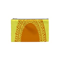 Greek Ornament Shapes Large Yellow Orange Cosmetic Bag (small)  by Mariart