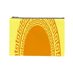 Greek Ornament Shapes Large Yellow Orange Cosmetic Bag (large)  by Mariart