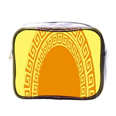 Greek Ornament Shapes Large Yellow Orange Mini Toiletries Bags by Mariart