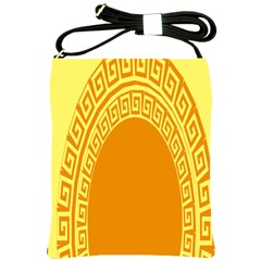 Greek Ornament Shapes Large Yellow Orange Shoulder Sling Bags by Mariart