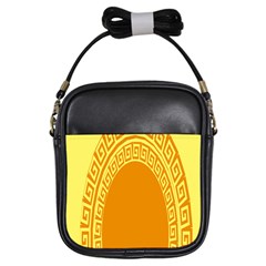 Greek Ornament Shapes Large Yellow Orange Girls Sling Bags by Mariart