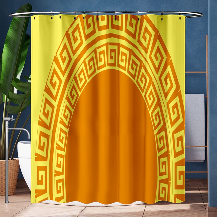 Greek Ornament Shapes Large Yellow Orange Shower Curtain 60  x 72  (Medium) 