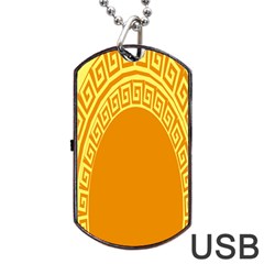 Greek Ornament Shapes Large Yellow Orange Dog Tag Usb Flash (one Side) by Mariart