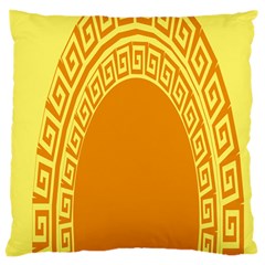 Greek Ornament Shapes Large Yellow Orange Large Cushion Case (one Side) by Mariart