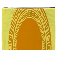 Greek Ornament Shapes Large Yellow Orange Cosmetic Bag (xxxl)  by Mariart