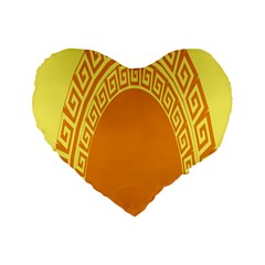 Greek Ornament Shapes Large Yellow Orange Standard 16  Premium Heart Shape Cushions by Mariart