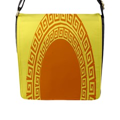 Greek Ornament Shapes Large Yellow Orange Flap Messenger Bag (l)  by Mariart