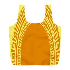 Greek Ornament Shapes Large Yellow Orange Full Print Recycle Bags (l)  by Mariart