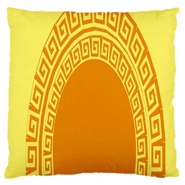 Greek Ornament Shapes Large Yellow Orange Standard Flano Cushion Case (Two Sides)