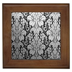 Flower Floral Grey Black Leaf Framed Tiles by Mariart