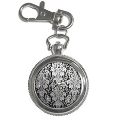 Flower Floral Grey Black Leaf Key Chain Watches by Mariart