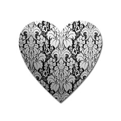 Flower Floral Grey Black Leaf Heart Magnet by Mariart