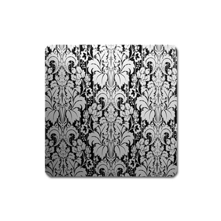 Flower Floral Grey Black Leaf Square Magnet