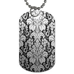 Flower Floral Grey Black Leaf Dog Tag (one Side) by Mariart