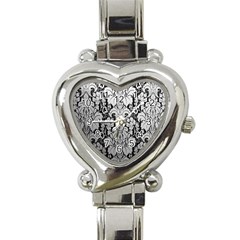 Flower Floral Grey Black Leaf Heart Italian Charm Watch by Mariart