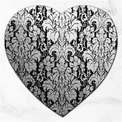 Flower Floral Grey Black Leaf Jigsaw Puzzle (heart) by Mariart