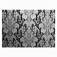 Flower Floral Grey Black Leaf Large Glasses Cloth (2-side) by Mariart