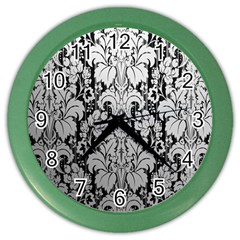 Flower Floral Grey Black Leaf Color Wall Clocks by Mariart