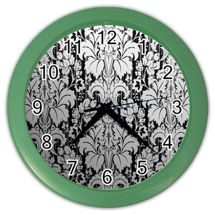 Flower Floral Grey Black Leaf Color Wall Clocks