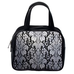 Flower Floral Grey Black Leaf Classic Handbags (one Side) by Mariart