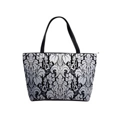 Flower Floral Grey Black Leaf Shoulder Handbags by Mariart