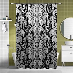 Flower Floral Grey Black Leaf Shower Curtain 48  X 72  (small)  by Mariart