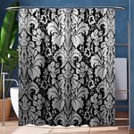 Flower Floral Grey Black Leaf Shower Curtain 60  x 72  (Medium)  60 x72  Curtain