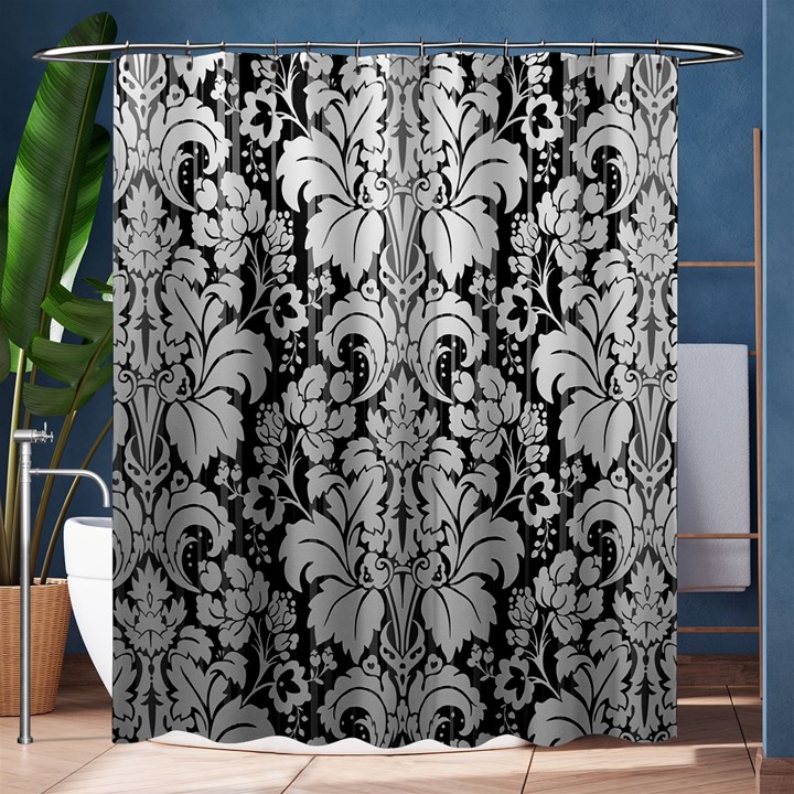 Flower Floral Grey Black Leaf Shower Curtain 60  x 72  (Medium) 