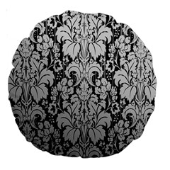 Flower Floral Grey Black Leaf Large 18  Premium Round Cushions by Mariart