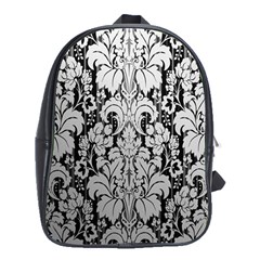 Flower Floral Grey Black Leaf School Bags (xl)  by Mariart