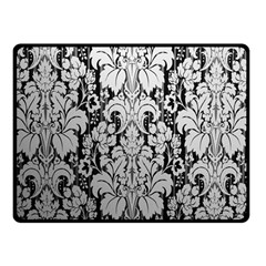 Flower Floral Grey Black Leaf Double Sided Fleece Blanket (small)  by Mariart