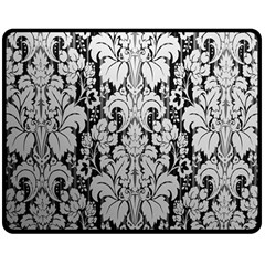 Flower Floral Grey Black Leaf Double Sided Fleece Blanket (medium)  by Mariart