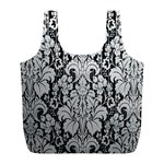 Flower Floral Grey Black Leaf Full Print Recycle Bags (L)  Front