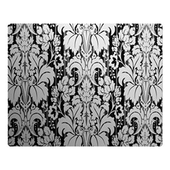 Flower Floral Grey Black Leaf Double Sided Flano Blanket (large)  by Mariart