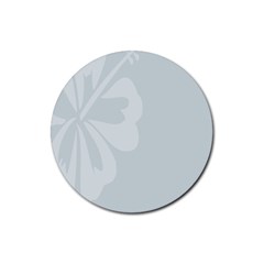 Hibiscus Sakura Glacier Gray Rubber Coaster (round)  by Mariart