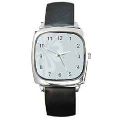 Hibiscus Sakura Glacier Gray Square Metal Watch by Mariart