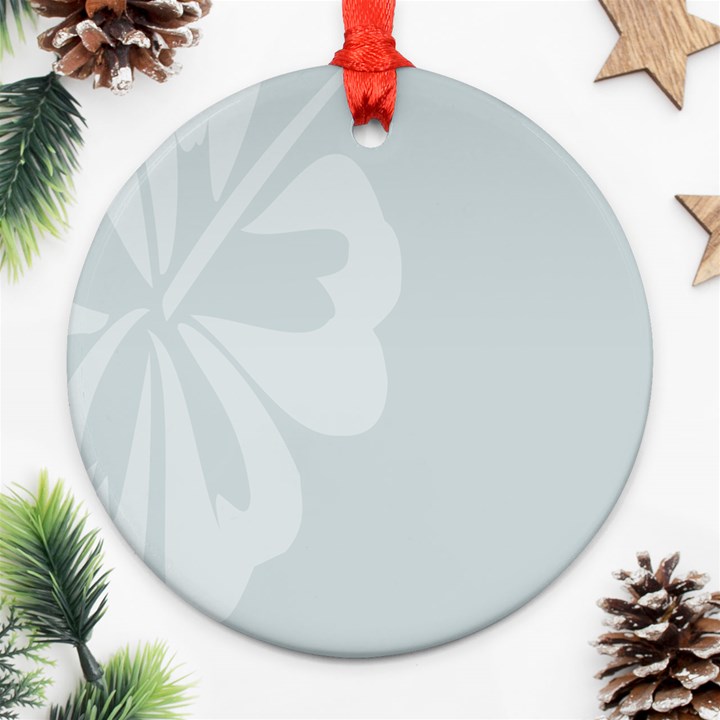 Hibiscus Sakura Glacier Gray Round Ornament (Two Sides)