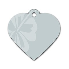 Hibiscus Sakura Glacier Gray Dog Tag Heart (one Side) by Mariart