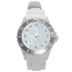 Hibiscus Sakura Glacier Gray Round Plastic Sport Watch (l) by Mariart