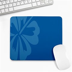 Hibiscus Sakura Classic Blue Large Mousepads by Mariart