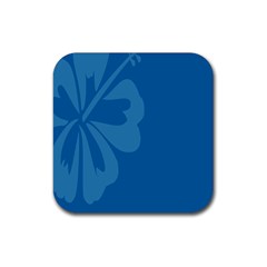 Hibiscus Sakura Classic Blue Rubber Coaster (square)  by Mariart