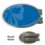 Hibiscus Sakura Classic Blue Money Clips (Oval)  Front